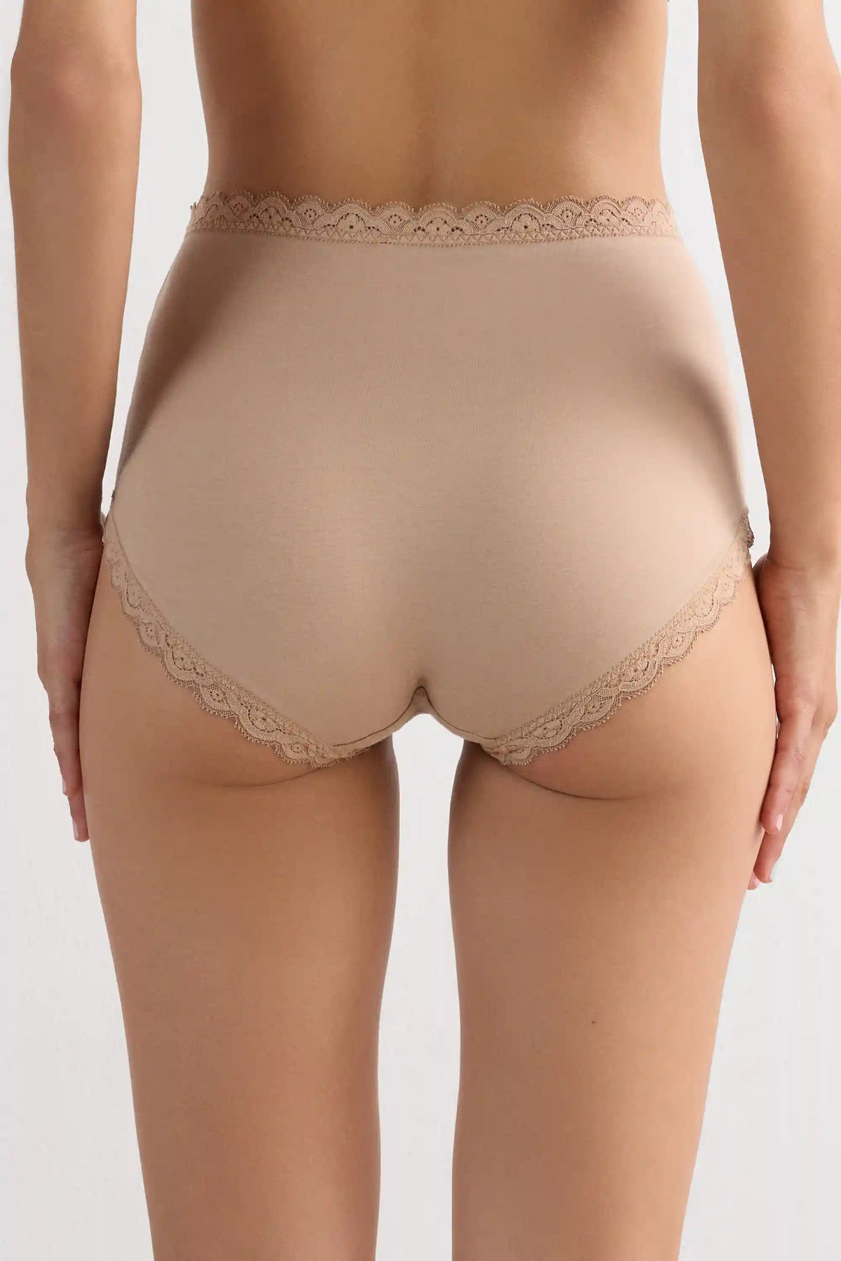 High Rise Cotton and Lace Hipsters