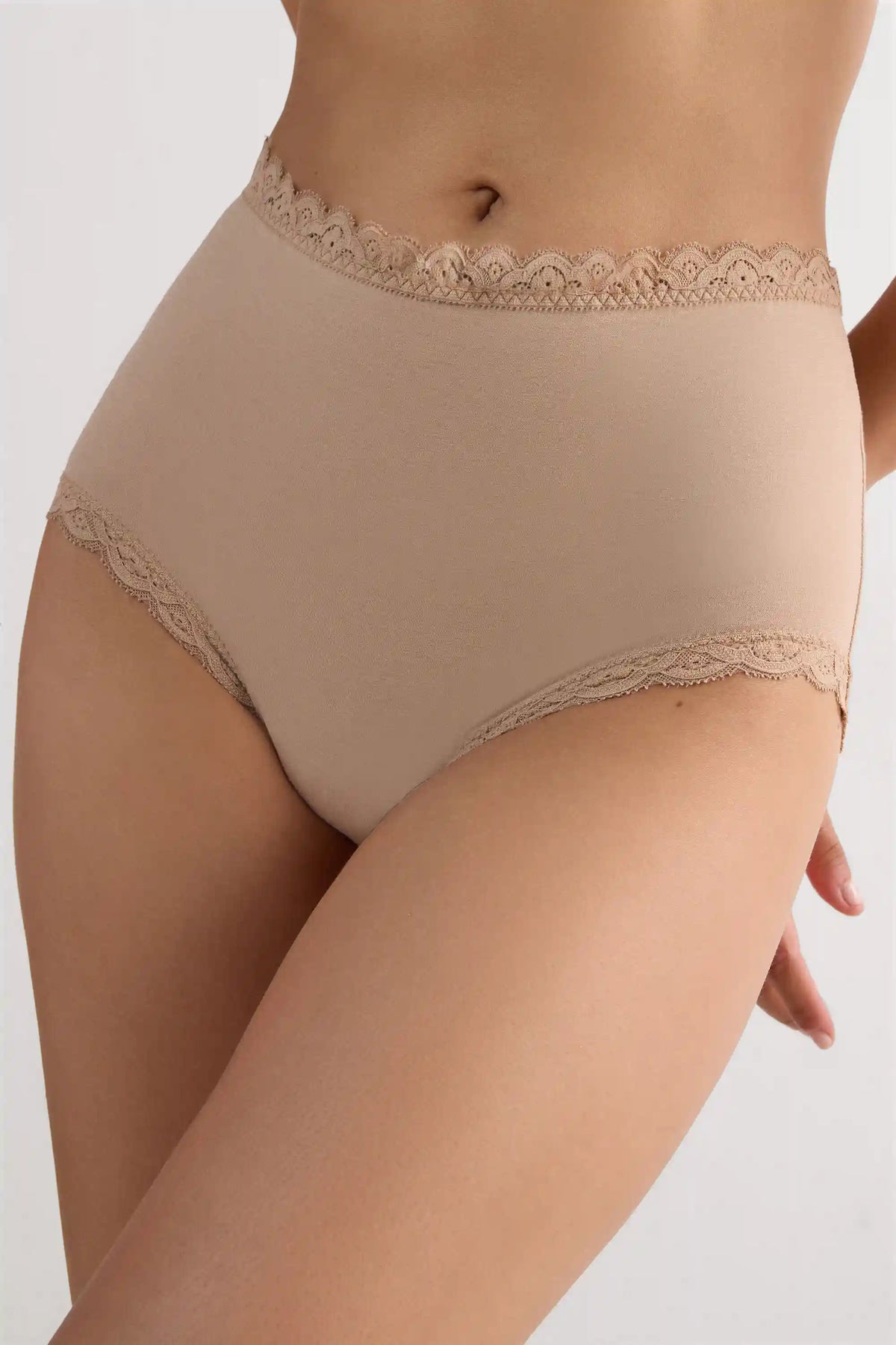 High Rise Cotton and Lace Hipsters