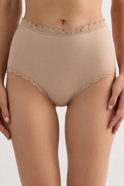 High Rise Cotton and Lace Hipsters