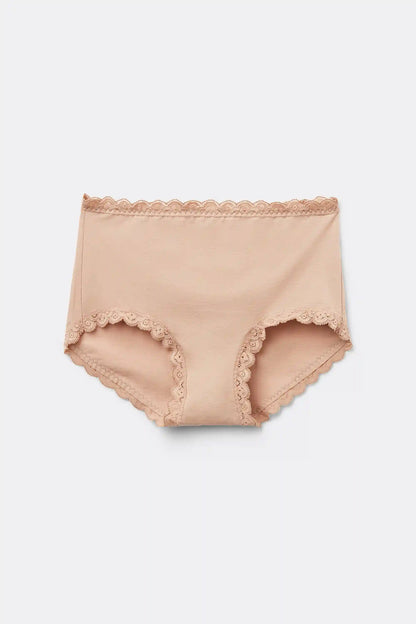 High Rise Cotton and Lace Hipsters