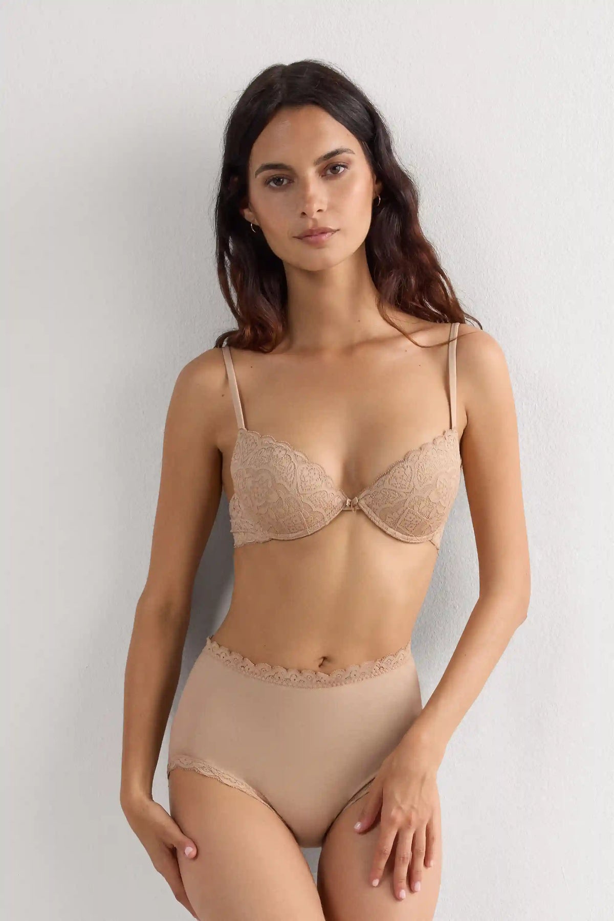 High Rise Cotton and Lace Hipsters