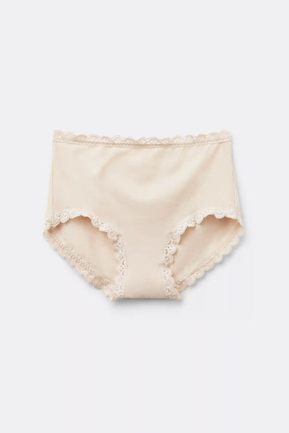 High Rise Cotton and Lace Hipsters